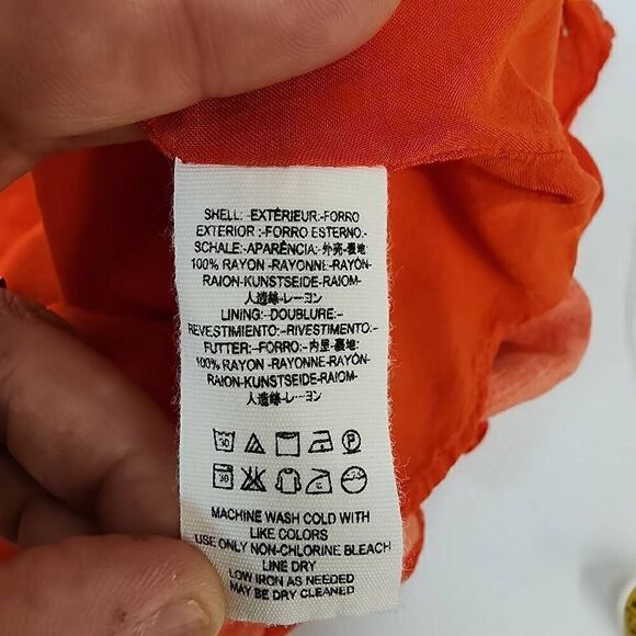 Free People Size Small Greatest Day Orange Floral Print Smocked Mini Dress T - Picture 9 of 10